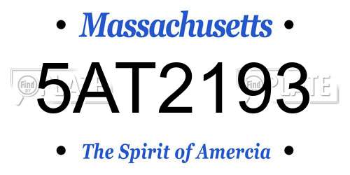 5AT2193 Massachusetts License Plate
