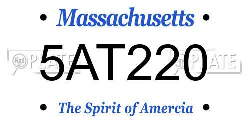 5AT220 Massachusetts License Plate