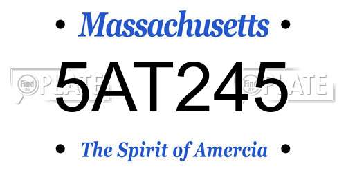 5AT245 Massachusetts License Plate