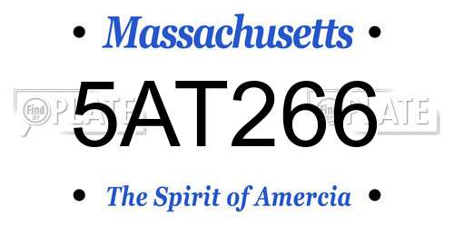5AT266 Massachusetts License Plate