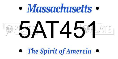5AT451 Massachusetts License Plate
