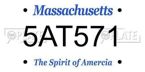 5AT571 Massachusetts License Plate