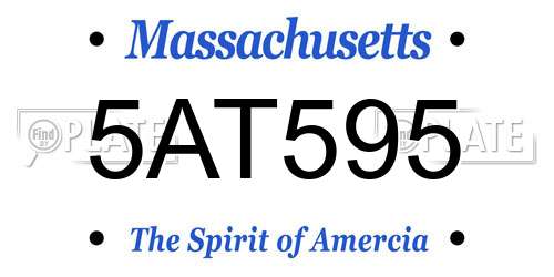 5AT595 Massachusetts License Plate