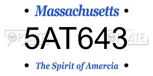 5AT643 Massachusetts License Plate