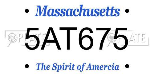 5AT675 Massachusetts License Plate