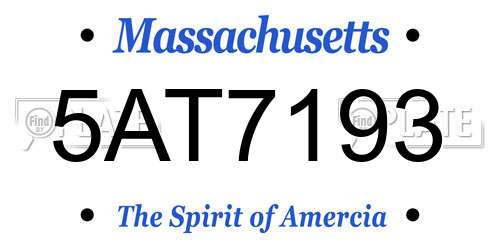 5AT7193 Massachusetts License Plate
