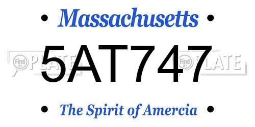 5AT747 Massachusetts License Plate