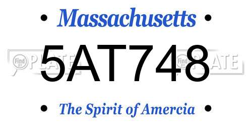 5AT748 Massachusetts License Plate