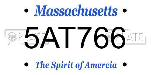 5AT766 Massachusetts License Plate