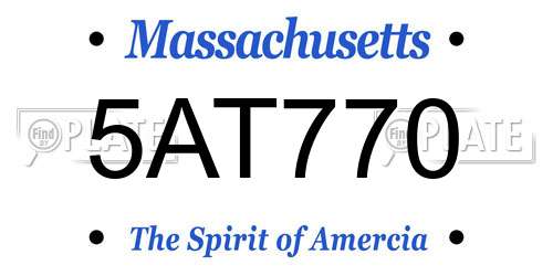 5AT770 Massachusetts License Plate