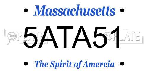 5ATA51 Massachusetts License Plate