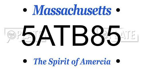 5ATB85 Massachusetts License Plate