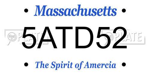 5ATD52 Massachusetts License Plate