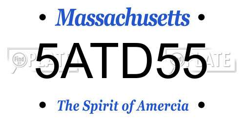 5ATD55 Massachusetts License Plate
