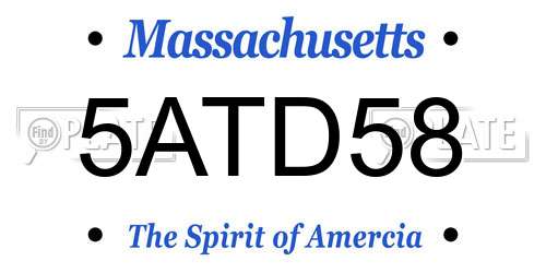 5ATD58 Massachusetts License Plate
