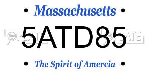 5ATD85 Massachusetts License Plate