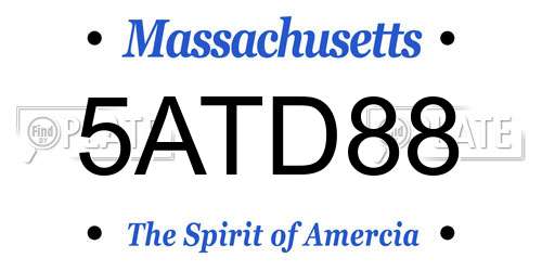 5ATD88 Massachusetts License Plate