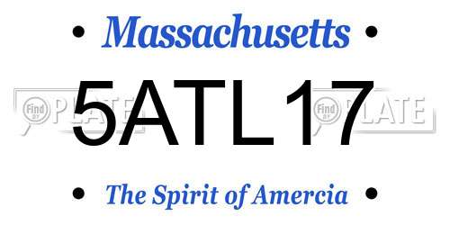 5ATL17 Massachusetts License Plate
