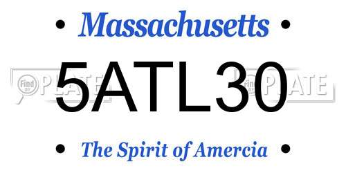 5ATL30 Massachusetts License Plate