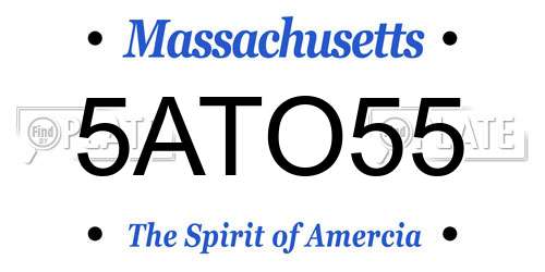 5ATO55 Massachusetts License Plate