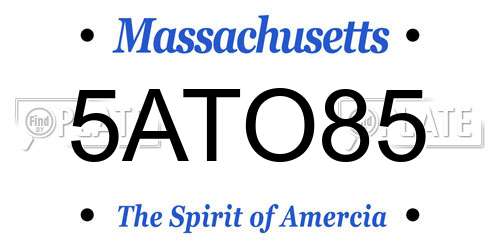 5ATO85 Massachusetts License Plate