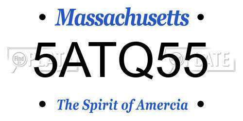 5ATQ55 Massachusetts License Plate