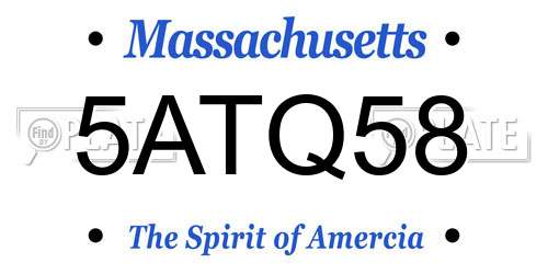 5ATQ58 Massachusetts License Plate