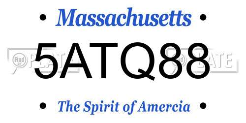 5ATQ88 Massachusetts License Plate