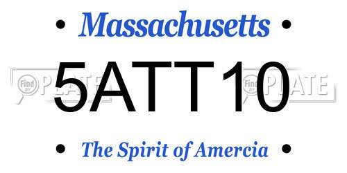 5ATT10 Massachusetts License Plate