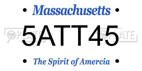 5ATT45 Massachusetts License Plate