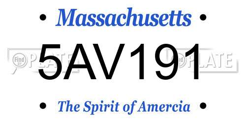 5AV191 Massachusetts License Plate