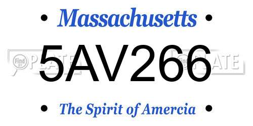 5AV266 Massachusetts License Plate