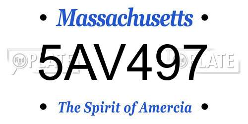 5AV497 Massachusetts License Plate