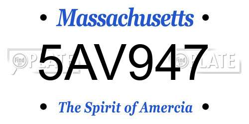 5AV947 Massachusetts License Plate