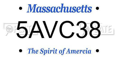 5AVC38 Massachusetts License Plate