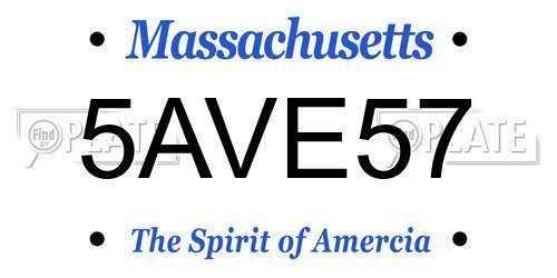5AVE57 Massachusetts License Plate