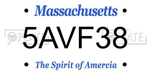 5AVF38 Massachusetts License Plate