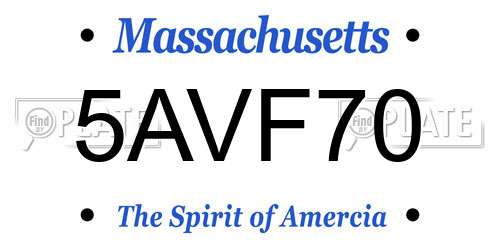 5AVF70 Massachusetts License Plate