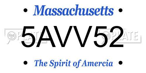 5AVV52 Massachusetts License Plate