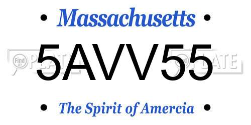 5AVV55 Massachusetts License Plate