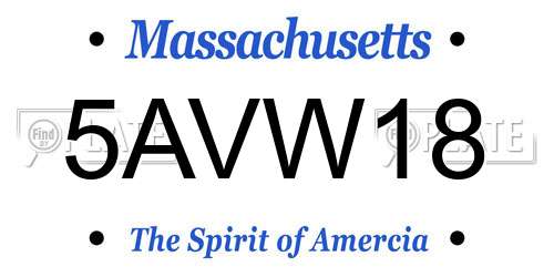 5AVW18 Massachusetts License Plate
