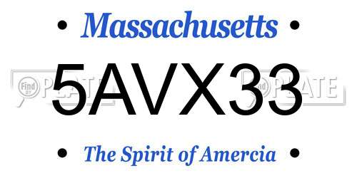5AVX33 Massachusetts License Plate