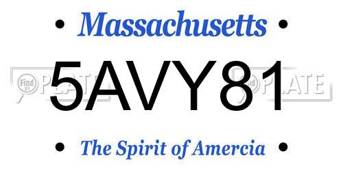 5AVY81 Massachusetts License Plate