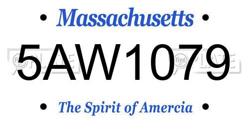 5AW1079 Massachusetts License Plate