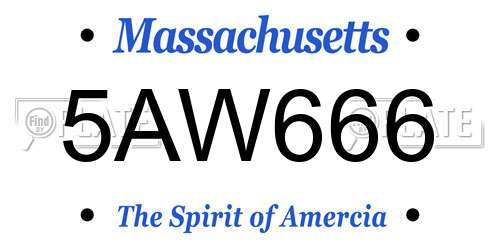5AW666 Massachusetts License Plate