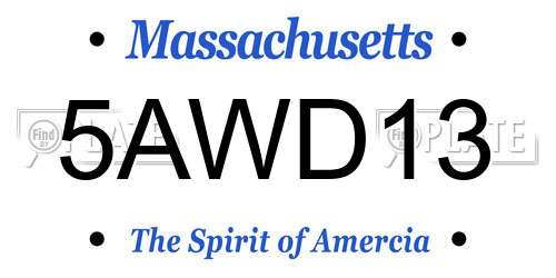 5AWD13 Massachusetts License Plate