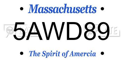 5AWD89 Massachusetts License Plate