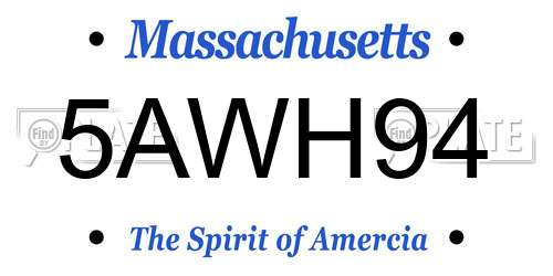 5AWH94 Massachusetts License Plate