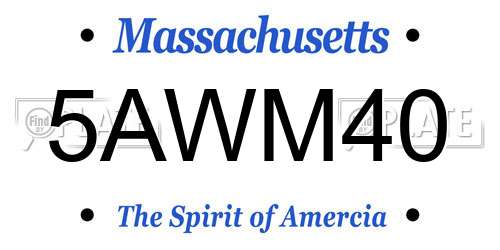5AWM40 Massachusetts License Plate
