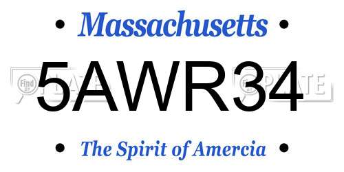 5AWR34 Massachusetts License Plate